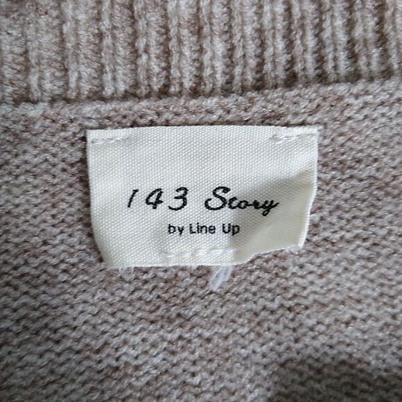 143 STORY Ruffle Sweater Retro 80s 90s Preppy Prep Clean Girl Tan Brown Sz M - Picture 5 of 8